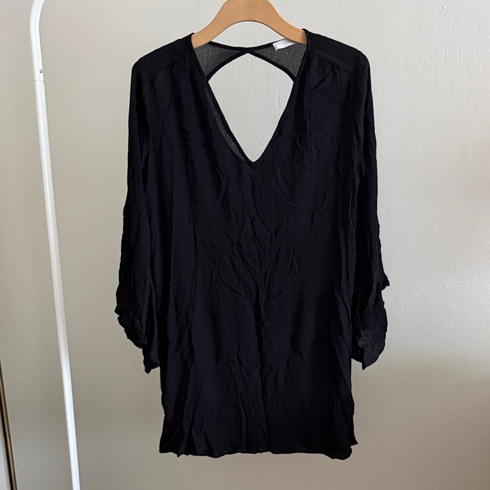 Black V-Neck Tunic Dress